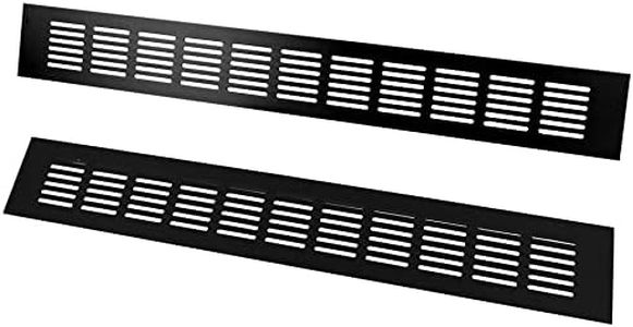 2PCS Air Vent Cover,TTZEZE Aluminium Alloy Rectangle Vent Covers for Home Wall Ceiling Floor Register Grille Register Ventilation Register Grille for Wardrobe Cabinet Bathroom Kitchen Black 60*500mm