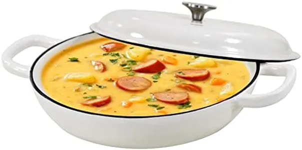 Cast Iron Dutch Oven - 3.8 Quart Dutch Oven Pot with lid White, Heavy Duty Enameled Cast Iron Braiser Dual Handles Porcelain for Family or Friends Gifts