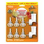 Glade PlugIns Air Freshener Starter Kit, Scented and Essential Oils for Home and Bathroom, Hawaiian Breeze, 2 Warmers and 6 Refills