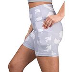 Xniral High Waist Yoga Shorts for Women Stretch Short Leggings Slim Fit Sport Fitness Shorts with Cell Phone Pocket(C-Light Blue,S)