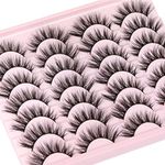 Newcally Eyelashes False Lashes Wispy Fluffy Eyelashes Mink Natural Look 3D Volume Fake Eye Lashes Pack Cat Eye Strip Reusable Faux Mink Eyelash 14 Pairs