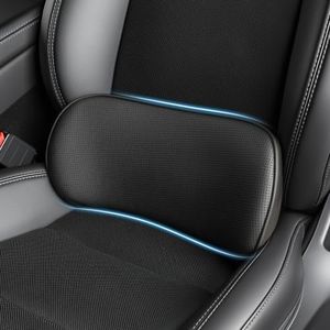 POKSRI Lumbar Support Pillow for car, Faux Leather Perforated,Snug Conforming Waist Support, Resilient Memory Foam, Car Lower Back Pain Relief,Universal Driving Seat Cushion