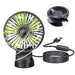 Ymenow USB Car Fan with Suction Cup, 1pcs 5V 1A USB Suction Cup Fan Portable Vehicle Fan Electric Fan Auto Cooling Desk Fan with 3 Speeds for Car Dashboard Window Home Office Use