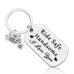 Vadaka Biker Gift Keyring Motorcycle Keychain Gift Ride Safe Keyring Gift for Boyfriend Husband Men New Driver Gift for Biker Funny Couple Keychain Christmas Anniversary Birthday Gift for Biker