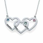 Mother's Necklace With 3 Birthstones for Women Bff Sister Friendship Gifts Customized Bestfriend Neckalcelace Sterling Silver Heart Love Engraved Jewelry Mom Daughter Kids Names Nameplate Chain