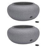 HC Companies RZGH210G21 Modern 21 Inch Decorative Garden Water Hose Storage Pot with Side Faucet Connecton Hole, Granite (2 Pack)