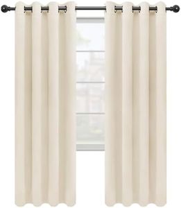 Easy-Going Blackout Curtains for Bedroom, Solid Thermal Insulated Grommet and Noise Reduction Window Drapes, Room Darkening Curtains for Living Room, 2 Panels (52x84 in,Ivory)