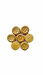 Ekta Enterprise Assorted Big Size Flower Haldu Wooden Button Dia. 38mm, 2 Holed Buttons for Curtains, Designer Collection of Ethnic Ware, Ladies Kurties, Sewing, DIY Art and Craft Pack of 10