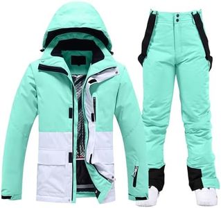 RIUIYELE Women's Ski Jackets and Pants Set Waterproof Insulated Snowsuit Winter Warm Skisuit Fashion Snowboarding Snow Coat (Green+Green,L)