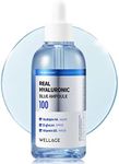 WELLAGE Real Hyaluronic Blue Ampoule 100 100ml (3.38 fl.oz.), Fragrance Free Hyaluronic Acid Ampoule, Hydrating Non Stick y Serum for Sensitive Dry Skin, Remove Impurities, Stable Moisture Absorption