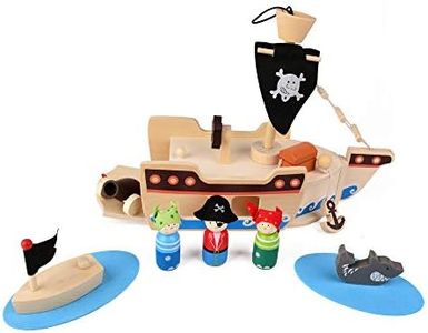 ewtshop® Barco pirata de madera para jugar
