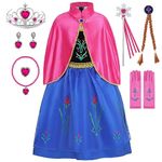 Aoiviss Princess Costume for Girls Fancy Dress up Snow Queen Princess Dress with Cape for Halloween Snow Party Cosplay, 3T-4T