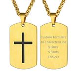 Cross Necklace Gold Stainless Steel Necklace Jesus Jewelry Engraved Necklace for Men Crucifix Necklace Men