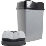 VR7 – 15 Liter Rubbish Bin, High-Grade Plastic Swing Bin Flip Top for Home, Office, Bathroom, and Garage, Dustbin - Grey