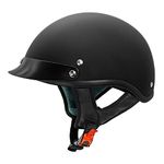 VCAN Cruiser Solid Flat Black Half Face Motorcycle Helmet (Small)