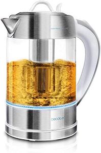 Cecotec Hervidor de Agua Eléctrico ThermoSense 370 Clear. 1,7 litros, Libre de BPA, 2200 W de Potencia, Base 360º, Filtro Antical Desmontable, Doble Sistema de Seguridad, Acero Inoxidable