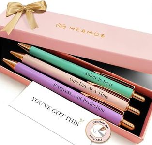 MESMOS Meaningful Sobriety Gifts for Women, 3pk Fancy Pen Set with German-Made Ink, Inspirational Pens, Proud of You Sober Gifts, Sober Affirmation Quote