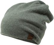 The Aspen - Double Layer Beanie Hat - 100% Cashmere - Made in Nepal, Olive, One Size