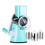 Manual Rotary Cheese Grater - Round Mandoline Slicer with Strong Suction Base, Vegetable Slicer Nuts Grinder Cheese Shredder (Rotary Grater -Blue)