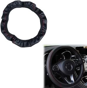 ZKSXOA coprivolante per auto impermeabile, coprivolante in pelle elastica, volante antiscivolo per veicoli, accessori universali per volante 37-38 cm (Nero)