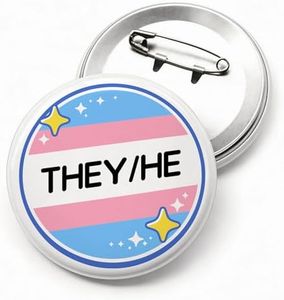 Pronoun They/He Pin Badge: 2.3'' Transgender Pride Accessories