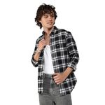 Campus Sutra Men's Midnight Black & Chalk White Brushed Buffalo Check Shirtfor Casual Wear | Spread Collar | Long Sleeve | Button Closure | Shirt Crafted with Comfort Fit for Everyday Wear