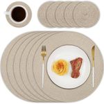 Homcomodar Round Table Place Mat and Coasters Set of 6 Heat Resistant Placemats Washable Dining Table Mats for Kitchen Room Indoor Outdoor Use