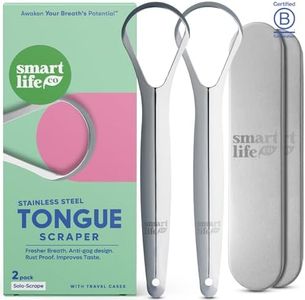 Tongue Scraper For Adults & Kids - 2 Pack Stainless Steel Tongue Scraper Travel Metal Case | Mouth Cleaner For Bad Breath Treatment | Best Disposable No Plastic Scrubber | Oral Care Hygiene Essentials