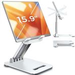 LISEN Tablet Stand for iPad Stand Holder Desk, Foldable for iPad Pro Holder Portable Monitor Stand, Computer Office Desk Accessories for iPad Kindle Stand 2024 iPhone iPad 4-15.9" White