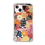 Enughselso Hippie Groovy Collage Case Compatible with iPhone 14, Hippie Quotes Flowers Sunshine Case for iPhone 14, Cool Cute TPU Bumper Phone Case Cover