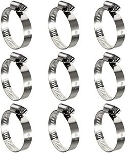 10 Pack Stainless Steel Hose Clamps, 1-1/2 inch to 2-1/2 inch Worm Gear Metal Hose Clamps for Pipe, Dryer Repair, Tubing and Fuel Line