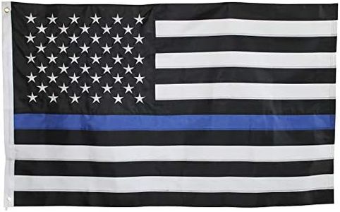 Thin Blue Line Flag - 3X5 Foot with Embroidered Stars and Sewn Stripes - Black White and Blue American Police Flag Honoring Law Enforcement Officers