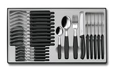 Victorinox Swiss Classic, Table Set of 24, Extra Sharp Blade, Wavy Edge, 11 cm, Stainless Steel, Black