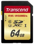 Transcend TS64GSDU3 64 GB High Speed 10 UHS-3 Flash Memory Card 95/60 MB/s