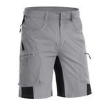 MAGNIVIT Tactical Shorts for Men above The Knee Pants Hiking Shorts Big and Tall Shorts Running Shorts Elastic Waist Shorts Light Grey