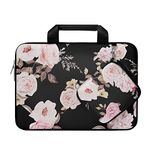 MOSISO Laptop Sleeve Compatible with MacBook Air 13 M2 M1 2023-2018/Pro 13 M2 M1 2023-2016, Surface Pro 8/7/6/X/5/4/3, 12.9 iPad Pro, Peony Neoprene Briefcase Carrying Bag with Small Case,Black