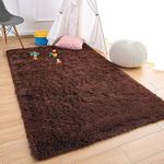 RETRO CARPET Shaggy Floor Carpets for Living Room Modern Shag Area Rugs Fluffy Ultra Soft Handcrafted Anti-Skid Carpet Bedroom Home Decorate Floor Kids Playing Mat (Dark Brown,6 X 8 FEET)