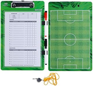 Soccer Clipboard for Coaches, Dry Erase Clipboard, Double Sided Lineup Coach Whiteboard with Whistle and Markers – Soccer Coaching Equipment Playbook Board Gear, Coaching Tactics Board