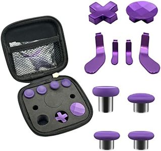 EASEGMER Replacement Thumbsticks for Xbox Elite Controller Series 2, 10 in 1 Plating Accessories Kits Parts Including 4 Swap Joysticks,4 Paddles,1 Standard D-Pads (Purple - Purple Joysticks)