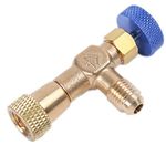 R22 Air Conditioning Refrigerant Valve Adapter, 1/4" SAE Male to 1/4" SAE Female Charging Hose Flow Control Valves Refrigeration Charging Adapter Connector Refrigeration Tool For Safety Valve Service