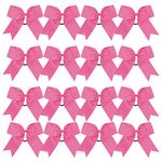 Cheer Bows 6 Inch Ponytail Holder Hair Tie 16 Pcs Hair Bow Cheerleader Bows Hair Tie (Hot Pink)