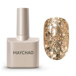 MAYCHAO 15ML Gold Gel Nail Polish 1Pc Sparkly Gold Glitter Gel Polish Soak Off UV LED Spring Gel Nail Polish Nail Art Starter Manicure Salon DIY at Home, 0.5 OZ