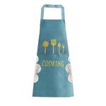 Yellow Weaves Kitchen Apron with Front Pocket and side Coral Velvet for Wiping Hands Towel, PVC Waterproof Cooking, Fits Men/Women, Home Restaurant, Pack of 1 - (Greyish Teal)