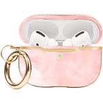 Camofit Compatible with Airpods Pro Case, Stylish Marble Full Body Protective Hard Shell Cute Cover with Keychain for Apple AirPod Pro Charging Case 2019 (Pink)