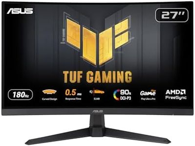 ASUS TUF Gaming VG27WQ3B Gaming Monitor – 27 inch QHD, Curved, 180Hz, ELMB, FreeSync, 0.5ms Response time, 90% DCI-P3, HDR, DisplayWidget Center