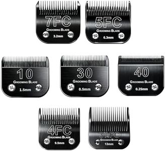 MEMIRY Size 10+30+40+7FC+5FC+4F+3-3/4FC Detachable Dog Grooming Blades, Compatible with Andis, Oster A5, Wahl KM10 Series Clippers, Cut Length 0.25mm-13mm, Black