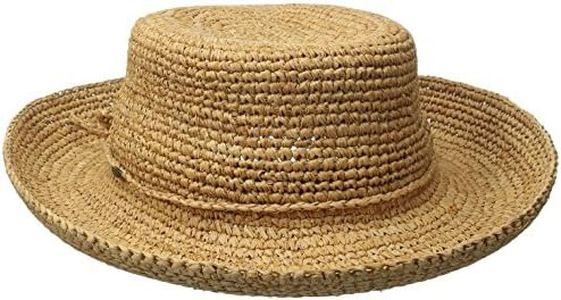 Scala Women's Crocheted Raffia Hat with Drawstring, Tea, One Size