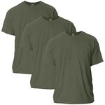 Gildan Men's Ultra Cotton T-Shirt, Style G2000, Multipack, Military Green (3-Pack), L (Pack of 3)