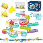 Baby Bath Toy Kids Bathtub Duck Slide Bath Water Toy DIY Assemble Indoor Shower Gift with Mesh Bag Wind Up Duck Toys for Boys and Girls (Newest Version,69PCS)