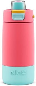 Ello Kids Colby 12oz Stainless Steel Insulated Water Bottle with Straw and Built-In Silicone Coaster Carrying Handle and Leak-Proof Locking Lid for School Backpack, Lunchbox, and Outdoor Sports, Coral